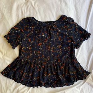 Madewell Silk-Stanza Ruffle Hem top